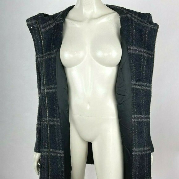 Eileen Fisher Chash Alpaca Blend Hooded Coat Lined Pockets Plaid Women XL NWT - Picture 9 of 16